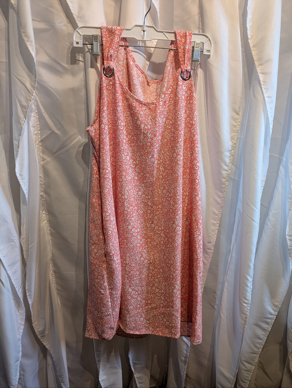 D3 Pink Ditsy Floral Sleeveless Mini Swing Dress Size XL